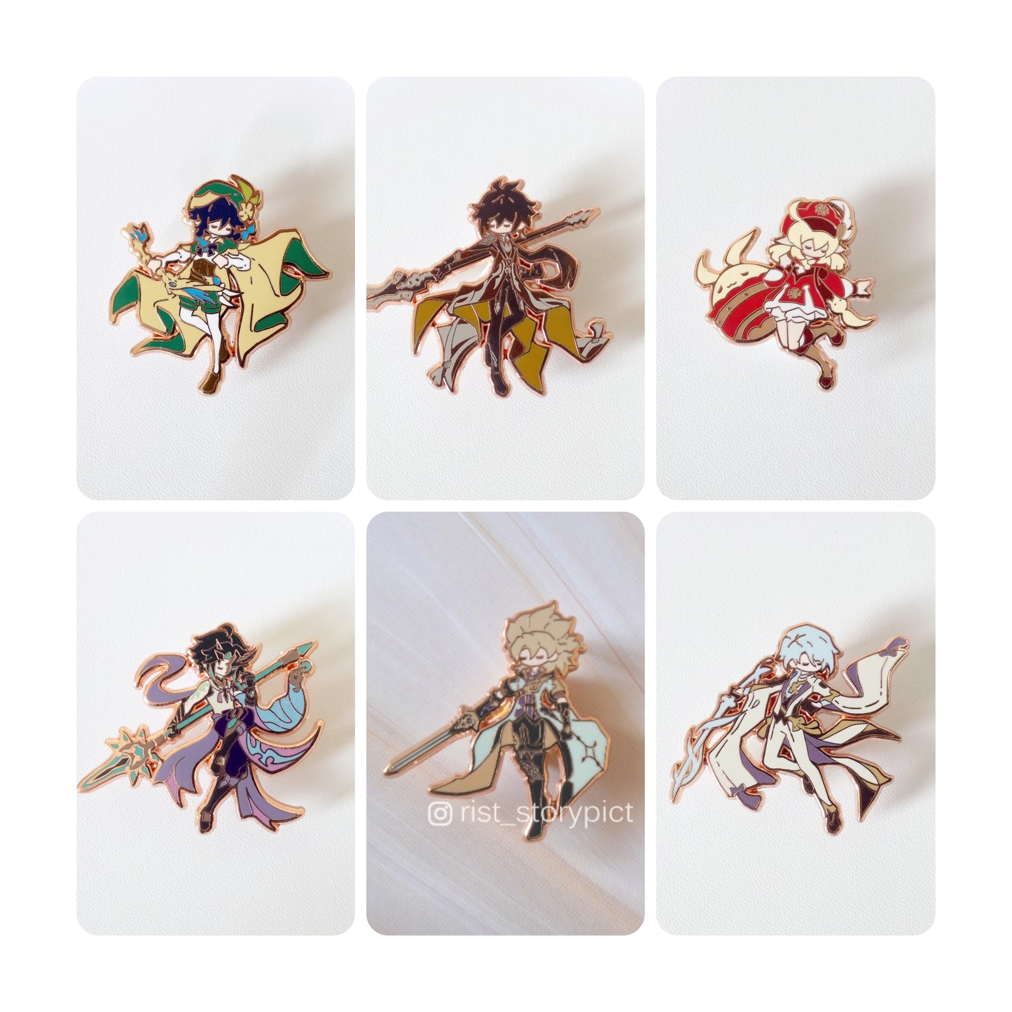 Genshin Impact Cute Character Hard Enamel Pin- Rose Gold (part 4)