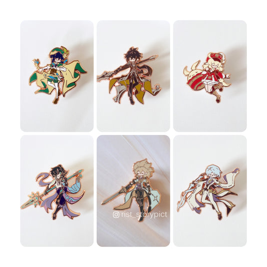 Genshin Impact Cute Character Hard Enamel Pin- Rose Gold (part 4)