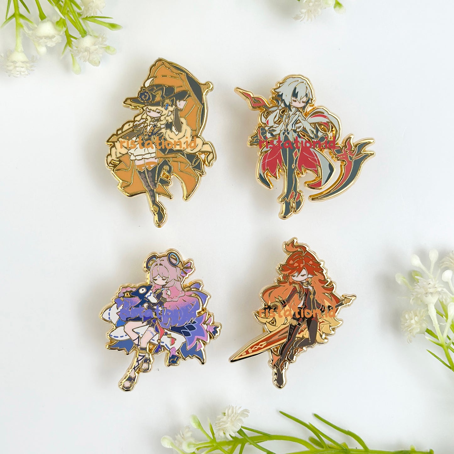 Genshin Impact Cute Character Hard Enamel Pin- Gold (part 9)