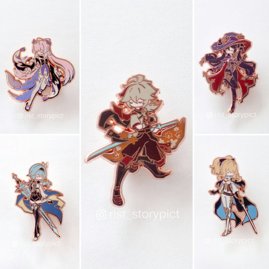 Genshin Impact Cute Character Hard Enamel Pin- Rose Gold (part 1)