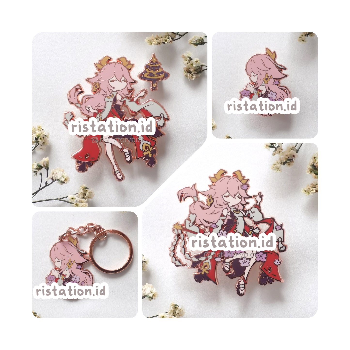 Yae Miko Special Bundle- Hard Enamel Pin Rosegold