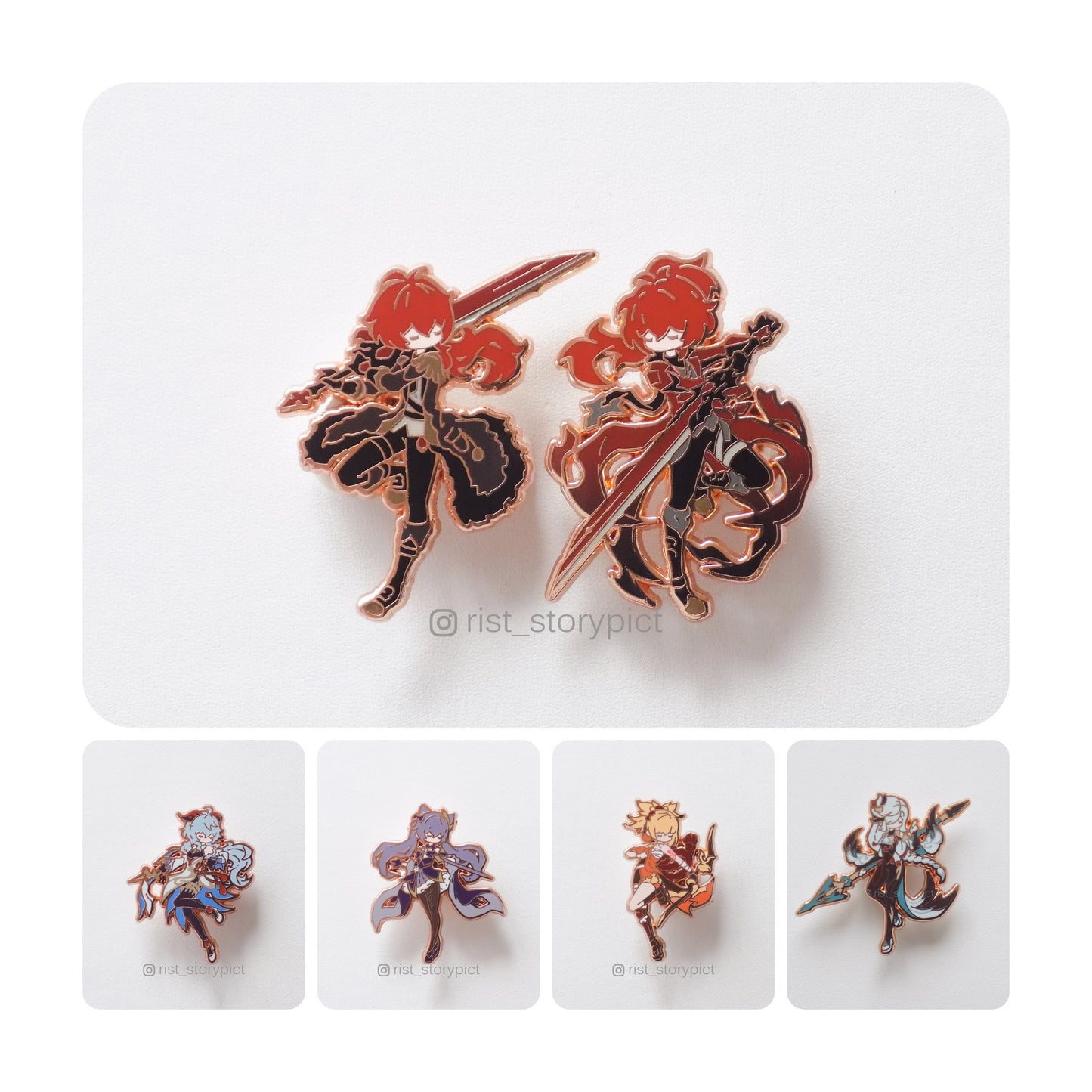 Genshin Impact Cute Character Hard Enamel Pin- Rose Gold (part 3)