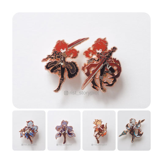 Genshin Impact Cute Character Hard Enamel Pin- Rose Gold (part 3)