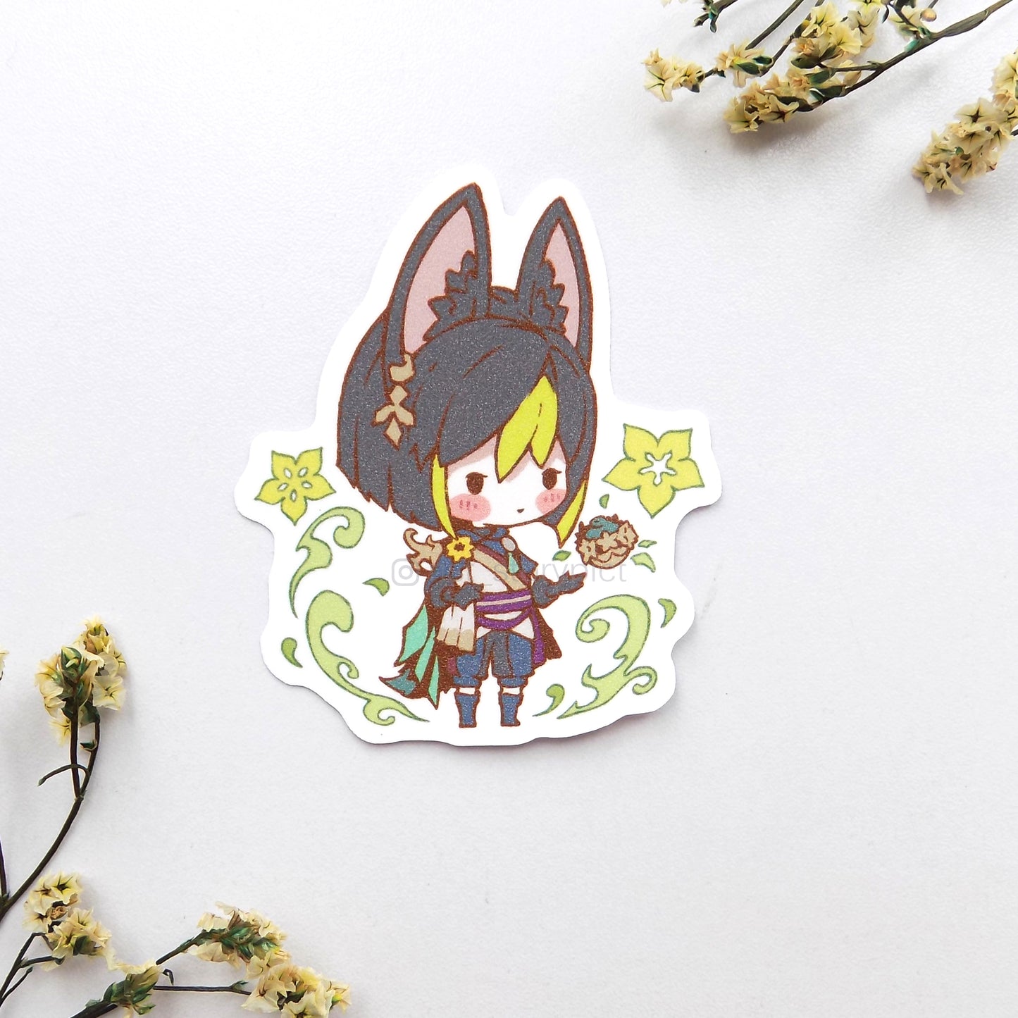 Genshin Impact Cute Characters Die Cut Sticker - Sparkle Ghlitter Effect