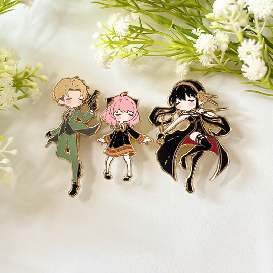 Anya and Family - Anime Inspired Hard Enamel Pin - Gold Plated