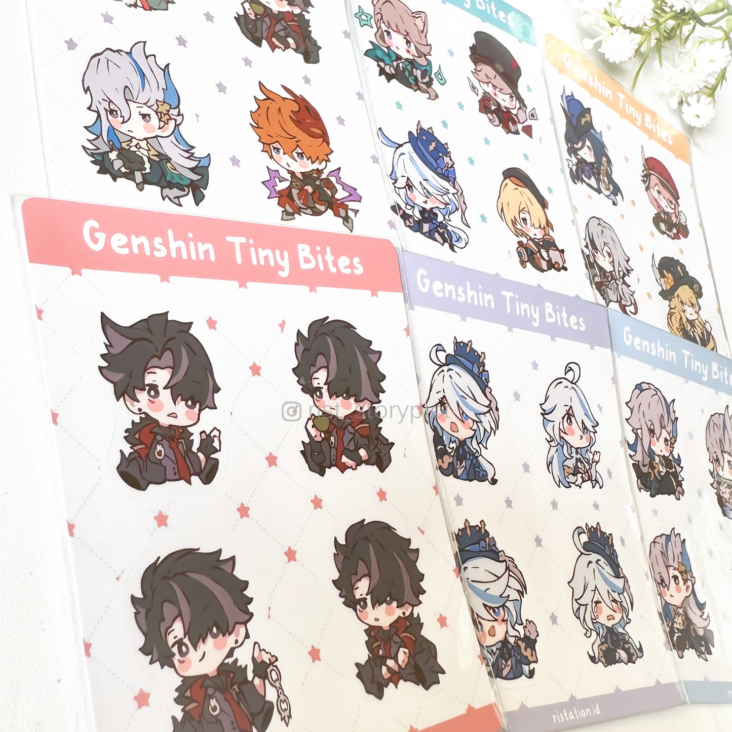 Genshin Impact Cute Characters Sticker Sheet Tiny Bites Series - Mini Kiss Cut Sticker Sheet - Journaling & Decoration Sticker