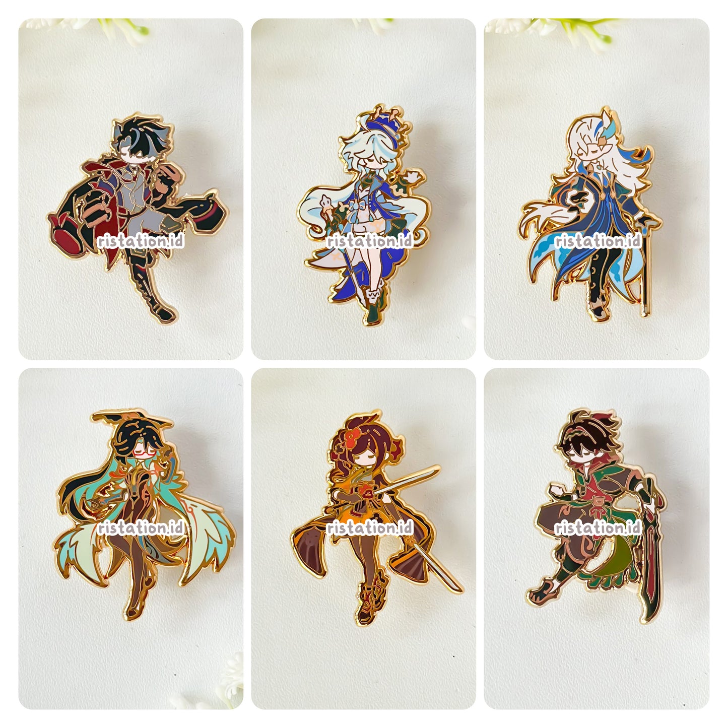 Genshin Impact Cute Character Hard Enamel Pin- Gold (part 5)