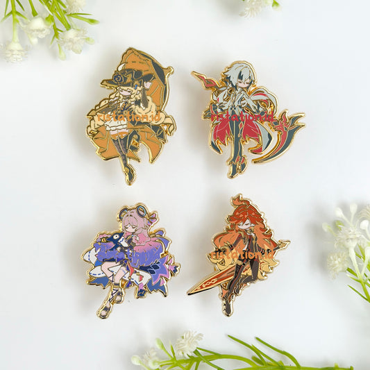 Genshin Impact Cute Character Hard Enamel Pin- Gold (part 9)