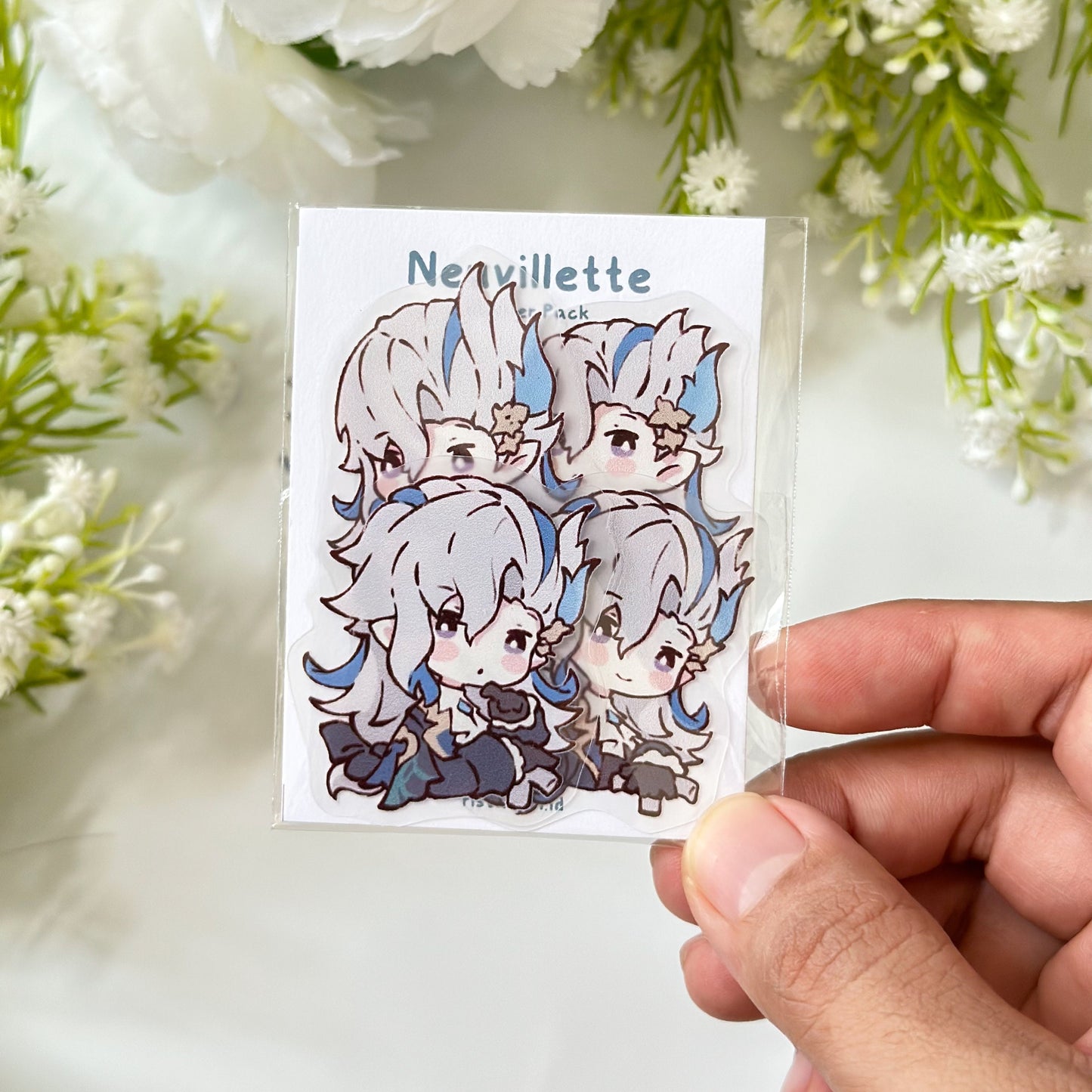 Genshin Impact Transparent Sticker Pack - Neuvillette - Journaling & Decoration Sticker